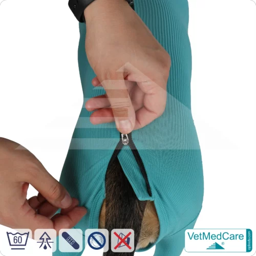 Hundebody mit Beinen + Reißverschluss | Hunde Body - Ganzkörperbody mit 4 Beinen | VetMedCare®